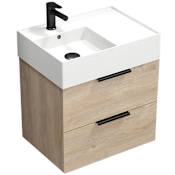 Nameeks Derin 24" Wall Mounted Single Basin Vanity Set with Cabinet and Ceramic Vanity Top Brown Oak