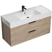 Nameeks Derin 48" Wall Mounted Single Basin Vanity Set with Cabinet and Ceramic Vanity Top Brown Oak