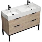 Nameeks Derin 48" Free Standing Double Basin Vanity Set with Cabinet and Ceramic Vanity Top Brown Oak