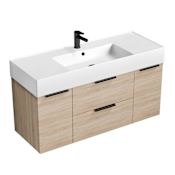 Nameeks Derin 48" Wall Mounted Single Basin Vanity Set with Cabinet and Ceramic Vanity Top Brown Oak / Black