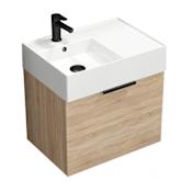 Nameeks Derin 24" Wall Mounted Single Basin Vanity Set with Cabinet and Ceramic Vanity Top Brown Oak / Black