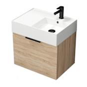 Nameeks Derin 24" Wall Mounted Single Basin Vanity Set with Cabinet and Ceramic Vanity Top Brown Oak / Black