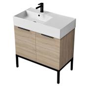 Nameeks Derin 32" Free Standing Single Basin Vanity Set with Cabinet and Ceramic Vanity Top Brown Oak / Black
