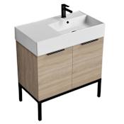 Nameeks Derin 32" Free Standing Single Basin Vanity Set with Cabinet and Ceramic Vanity Top Brown Oak / Black