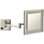 Nameeks Glimmer 8" W x 8" H Contemporary Rectangular Framed Makeup Wall Mirror with Light Satin Nickel