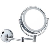 Nameeks Glimmer 8" Diameter Contemporary Circular Framed Makeup Wall Mirror with Light Chrome