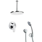 Nameeks Remer 2.5 GPM Round Single Function Rain Shower Head with Hand Shower - Includes Rough In Valve Chrome