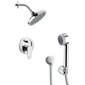 Nameeks Remer 2.5 GPM Round Single Function Rain Shower Head with Hand Shower - Includes Rough In Valve Chrome