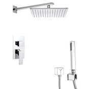 Nameeks Remer Shower System with Single Function Rain Shower Head, Hand Shower, Hand Shower Holder, and Rough In Chrome