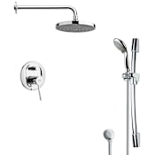 Nameeks Remer 2.5 GPM Multi Function Rain Shower Head with Handshower, Slide Bar and Rough In Chrome