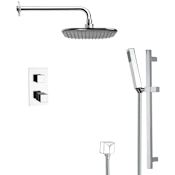 Nameeks Remer 2.5 GPM Single Function Rain Shower Head with Handshower, Slide Bar and Rough In Chrome