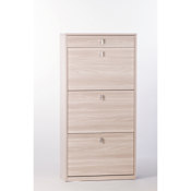 Nameeks Shoe Rack Collection 24-9/10" 15 Pair Shoe Rack with Double-Depth Doors Clear Elm