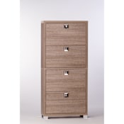 Nameeks Shoe Rack Collection 28-4/5" 24 Pair Shoe Rack with Double-Depth Doors Maranelo Oak