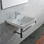 Nameeks Scarabeo 23-5/8" Ceramic Wall Mount Bathroom Sink with One Faucet Hole - Includes Overflow White