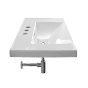 Nameeks Scarabeo 36-1/4" Ceramic Wall Mounted / Drop In Bathroom Ramp Sink with Three Faucet Holes - Includes Overflow White