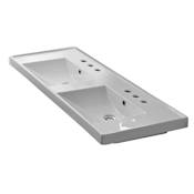 Nameeks Scarabeo 48" Ceramic Wall Mounted / Drop In Bathroom Ramp Sink with Holes Drilled for Two Faucets - Includes Overflow White