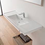 Nameeks Scarabeo 47-5/8" Ceramic Wall Mounted / Drop In Bathroom Sink with One Faucet Hole - Includes Overflow White