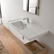 Nameeks Scarabeo 36-1/4" Ceramic Wall Mounted / Drop In Bathroom Sink with One Faucet Hole - Includes Overflow White