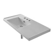 Nameeks Scarabeo 36-1/4" Ceramic Wall Mounted / Drop In Bathroom Sink with Three Faucet Holes - Includes Overflow White