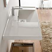 Nameeks Scarabeo ML 36-1/4" Ceramic Wall Mounted / Drop In Bathroom Sink with One Faucet Hole - Includes Overflow White