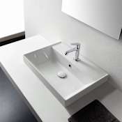 Nameeks Scarabeo 23-3/5" Ceramic Bathroom Sink for Drop In Installation with One Faucet Hole - Includes Overflow White
