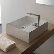 Nameeks Scarabeo Teorema 2.0 20" Rectangular Ceramic Vessel Bathroom Sink with One Faucet Hole - Includes Overflow White