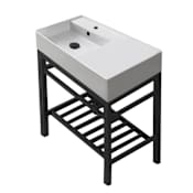 Nameeks Teorema 2 31-7/8" Rectangular Ceramic Console Bathroom Sink with Overflow and Single Faucet Hole Black
