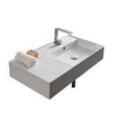 Nameeks Scarabeo Teorema 2.0 32" Rectangular Ceramic Vessel or Wall Mounted Bathroom Sink with One Faucet Hole - Includes Overflow White