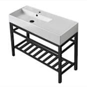 Nameeks Teorema 2 39-13/16" Rectangular Ceramic Console Bathroom Sink with Overflow and Single Faucet Hole Black