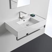 Nameeks Scarabeo Teorema 2.0 32" Rectangular Ceramic Wall Mounted Bathroom Sink with One Faucet Hole - Includes Overflow White