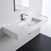 Nameeks Scarabeo Teorema 2.0 48" Rectangular Ceramic Vessel or Wall Mounted Bathroom Sink with One Faucet Hole - Includes Overflow White