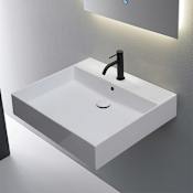Nameeks Teorema 2.0 Plus 23-5/8" Square Ceramic Wall Mount / Drop In Bathroom Sink with Overflow and Single Faucet Hole White