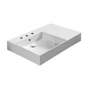 Nameeks Teorema 2.0 Plus 31-1/2" Rectangular Ceramic Wall Mount / Drop In Bathroom Sink with Overflow, Left Offset Basin and 3 Faucet Holes at 8" Centers White
