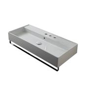 Nameeks Scarabeo 39-2/5" Ceramic Wall Mount Bathroom Sink with Three Faucet Holes - Includes Overflow White