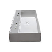 Nameeks Scarabeo 47-1/4" Ceramic Bathroom Sink for Vessel or Wall Mounted Installation with Holes Drilled for Two Faucets - Includes Overflow White