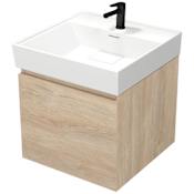 Nameeks Sharp 18" Wall Mounted Single Basin Vanity Set with Cabinet and Ceramic Vanity Top Brown Oak