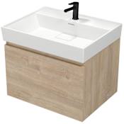 Nameeks Sharp 24" Wall Mounted Single Basin Vanity Set with Cabinet and Ceramic Vanity Top Brown Oak