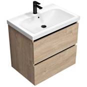 Nameeks Sky 24" Wall Mounted Single Basin Vanity Set with Cabinet and Ceramic Vanity Top Brown Oak