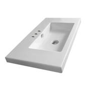 Nameeks Tecla 39-3/8" Ceramic Wall Mounted / Drop In Bathroom Sink with Three Faucet Holes - Includes Overflow White