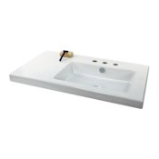 Nameeks Tecla 31-1/2" Ceramic Wall Mounted / Drop In Bathroom Sink with Three Faucet Holes - Includes Overflow White
