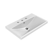 Nameeks CeraStyle 27-5/8" Rectangular Ceramic Wall Mounted or Drop in Bathroom Sink with 3 Faucet Holes White