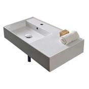 Nameeks Scarabeo 32" Ceramic Wall Mounted Bathroom Sink with One Faucet Hole White