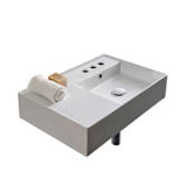 Nameeks Scarabeo Teorema 2.0 24" Rectangular Ceramic Vessel or Wall Mounted Bathroom Sink with Three Faucet Holes - Includes Overflow White