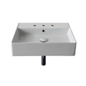 Nameeks Scarabeo Teorema 2.0 20" Rectangular Ceramic Vessel or Wall Mounted Bathroom Sink with Three Faucet Holes - Includes Overflow White