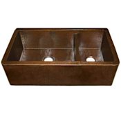 Native Trails Farmhouse Duet Pro 40" Farmhouse Double Basin Copper Kitchen Sink Antique Copper