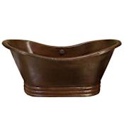 Native Trails Aurora 60" Free Standing Copper Soaking Tub with Center Drain and Overflow Antique Copper