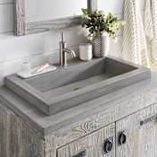 Native Trails NativeStone 30" Rectangular Concrete Drop In Bathroom Sink with Single Faucet Hole Ash
