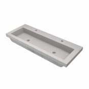 Native Trails NativeStone 48" Trough Rectangular Concrete Drop In Bathroom Sink with Two Single Faucet Holes Ash