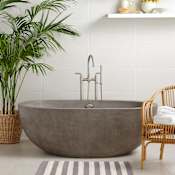 Native Trails NativeStone 62" Free Standing Concrete Soaking Tub with Center Drain and Overflow Ash