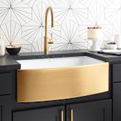 Native Trails Precious Metals Rendezvous 33" Farmhouse Single Basin Fireclay Kitchen Sink 24K Matte Gold